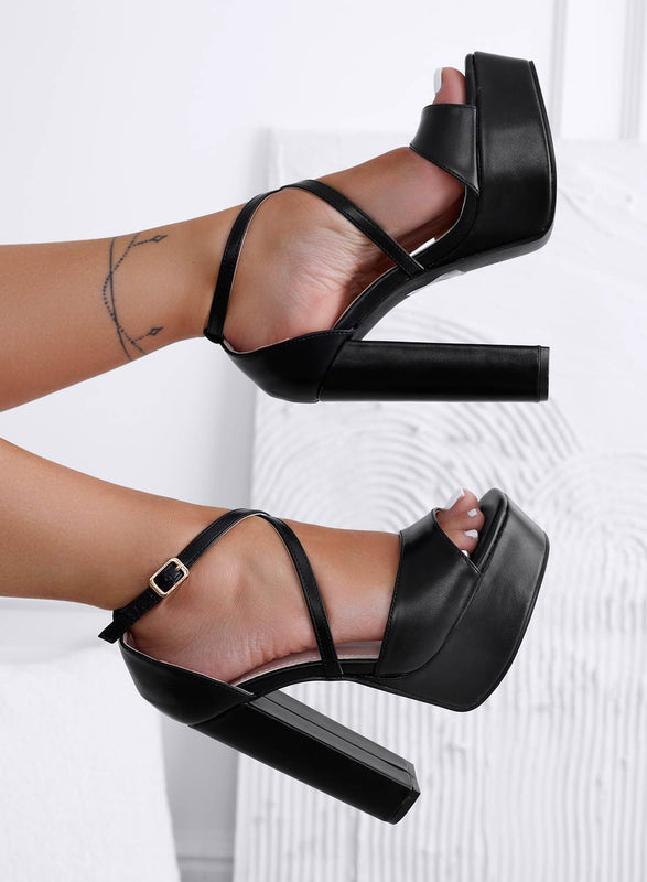HOPE - Sandales noirs à talons hauts et plateau