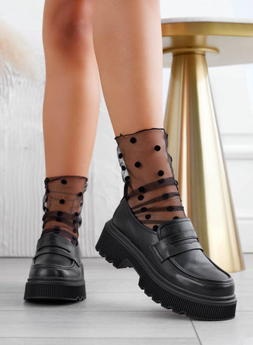 IMMA - Mocasines Alexoo negros con suela alta