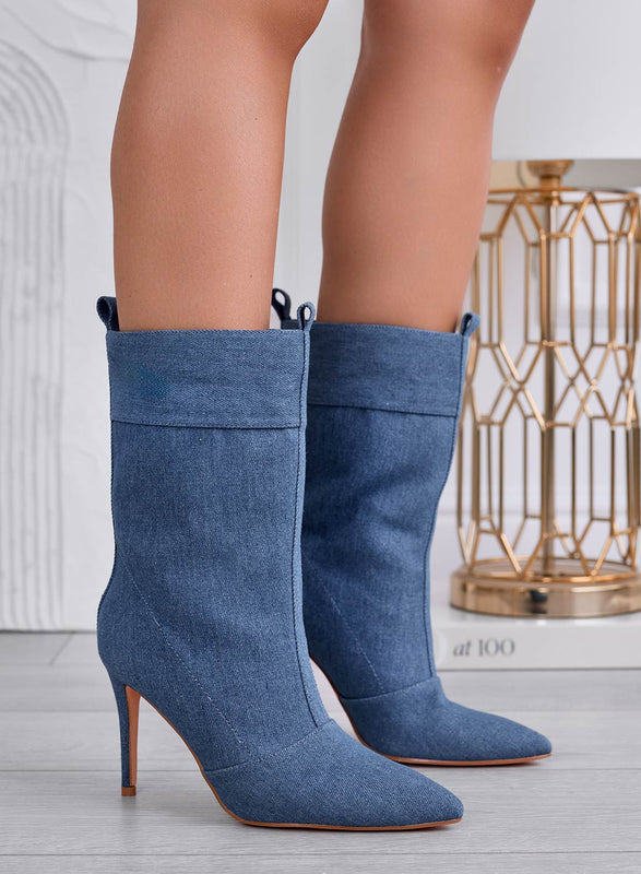 NICOLETTA - Botines vaqueros azules con tacón alto