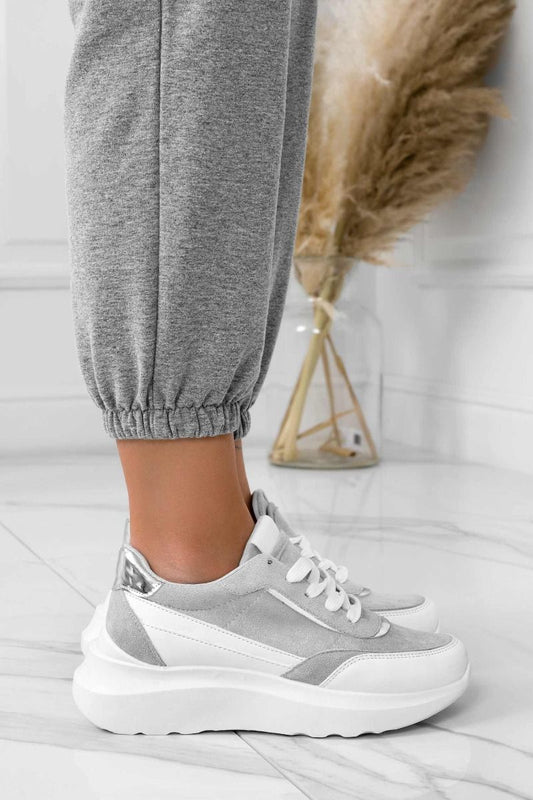 DONATA - Zapatillas blancas con paneles grises a contraste
