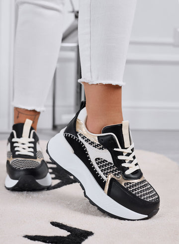 IRIS - Zapatillas negras con inserciones de tejido