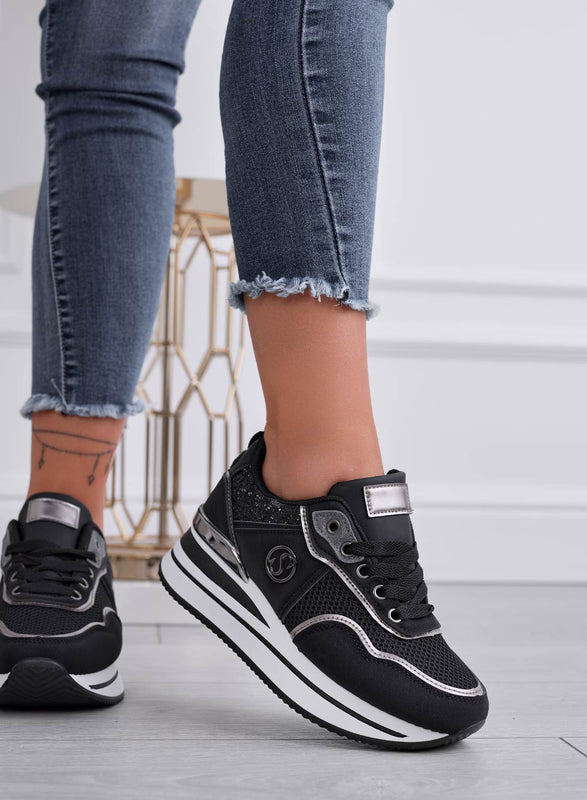 SMITH - Zapatillas negras con inserciones de purpurina