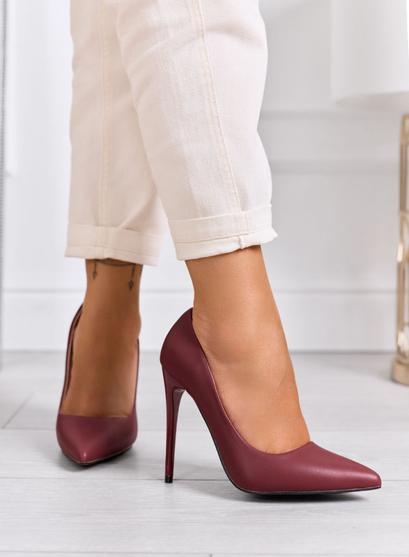 ANTAS - Zapatos de salón burdeos con tacón alto