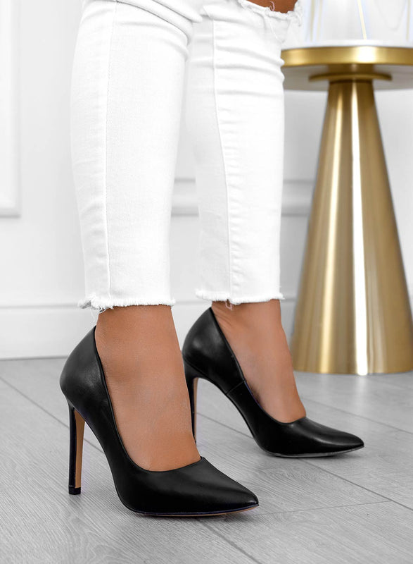 BERTA - Black Alexoo pumps in faux leather with high heel