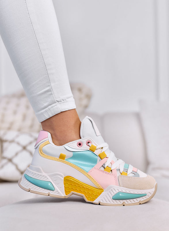 AMANDA - Zapatillas Multicolor Pastel Chunky con Suela Plataforma