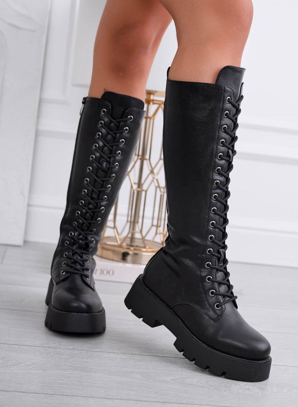 ERIN - Botas anfibias negras con cordones