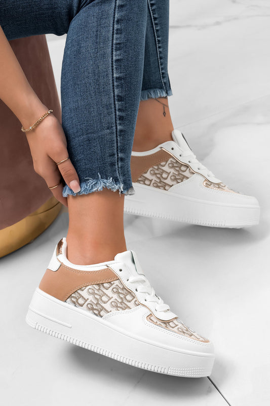 SAVINA - Zapatillas blancas con estampado beige