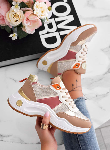 Zapatillas multicolor con inserciones de glitter dorado