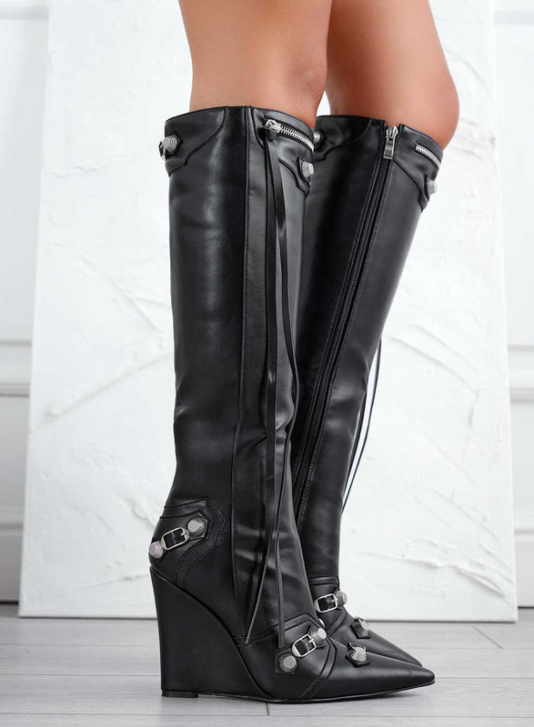 BEAUTY - Botas biker negras con cuña