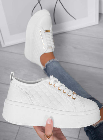 DALILA - Zapatillas plataforma blancas Alexoo en piel sintética martillada