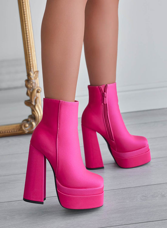 AVRIL - Botines Alexoo fucsia con tacón alto