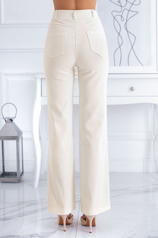 Pantalones de campana de algodón en blanco crema
