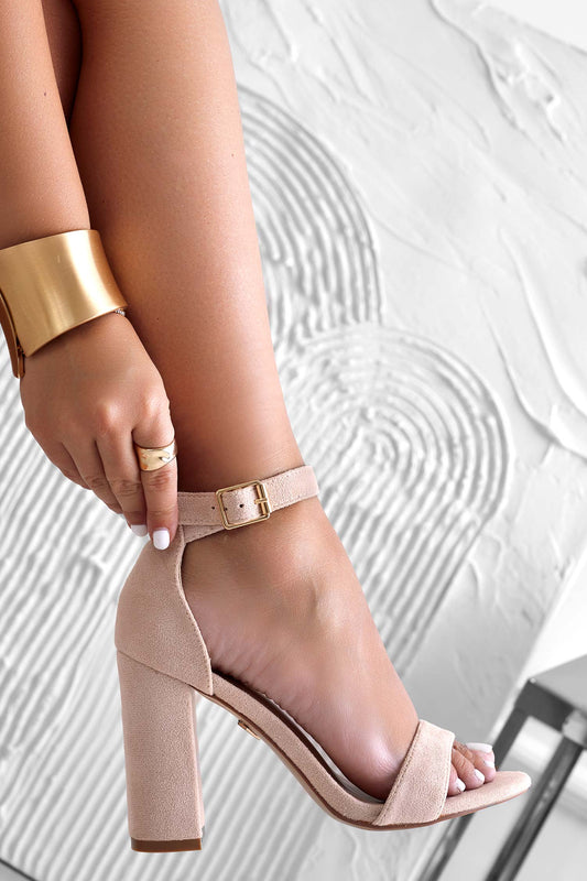 TABITHA - Pink Alexoo sandals with strap and comfortable heel