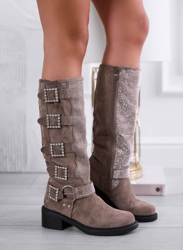 MARIELLA - Botas de barro joya con hebillas de strass