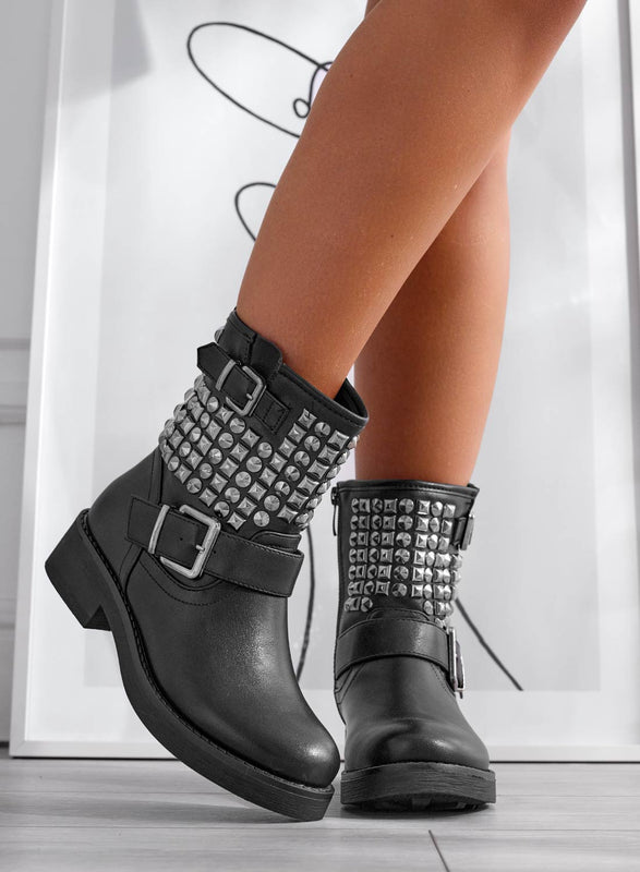 GIOIA - Botas biker negras con tachuelas