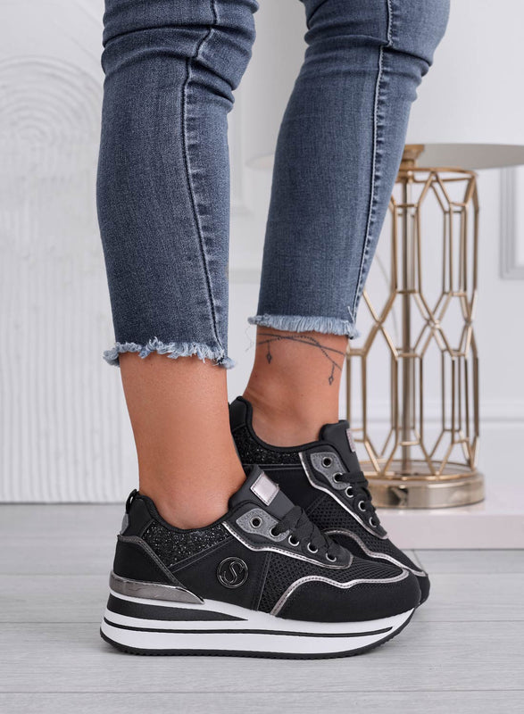 SMITH - Zapatillas negras con inserciones de purpurina