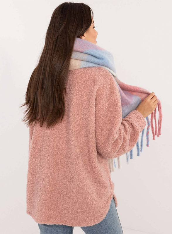 Bufanda oversize en tonos rosa y azul