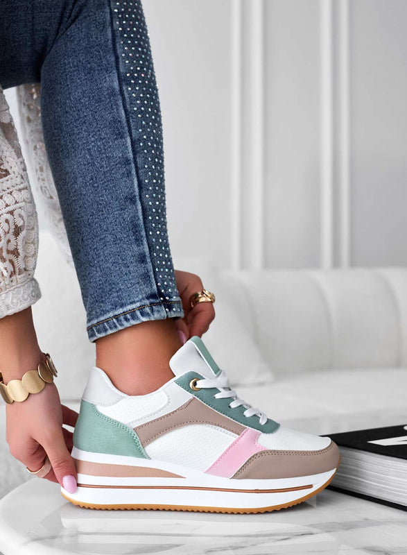 White sneakers with contrasting panels