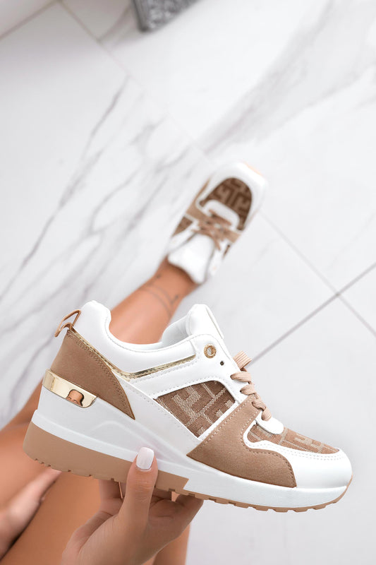 CLARISSA - Zapatillas deportivas blanco con inserciones de tejido beige