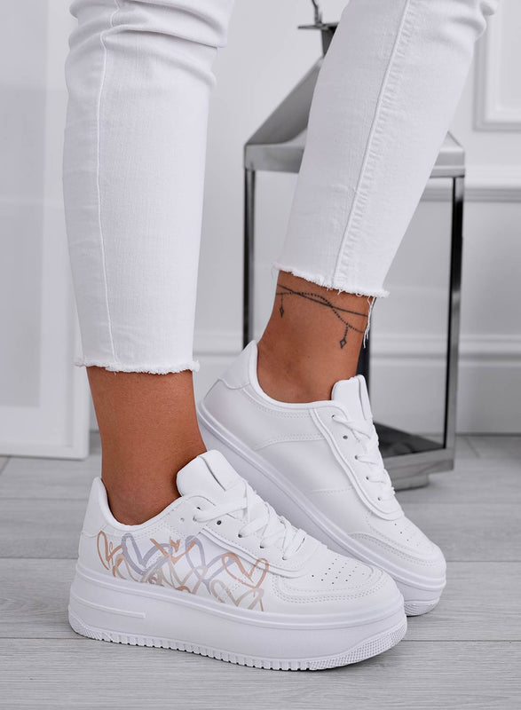 TAYLOR - Zapatillas blancas con estampado de corazones