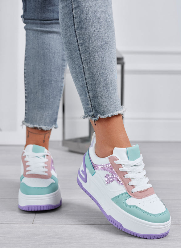 BRIGIDA - Zapatillas multicolores con cuña y detalles metalizados