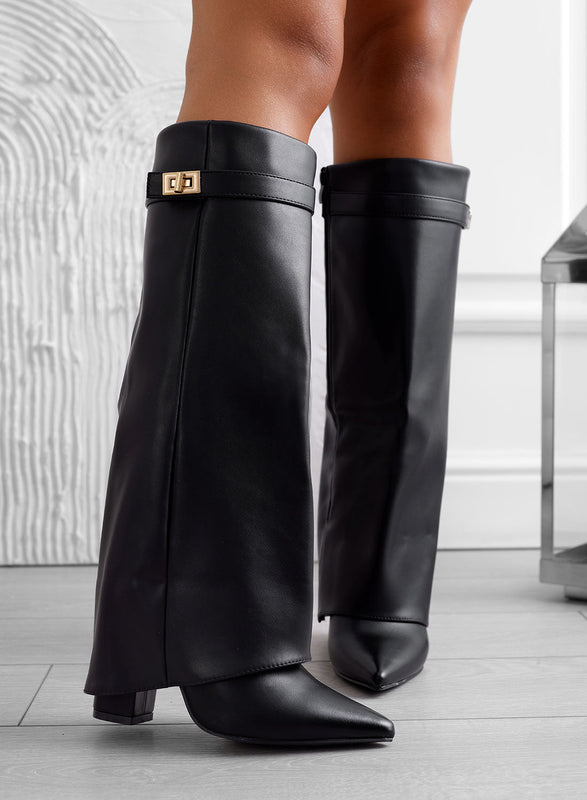 ALBIA - Botas Alexoo negras en polipiel con puño
