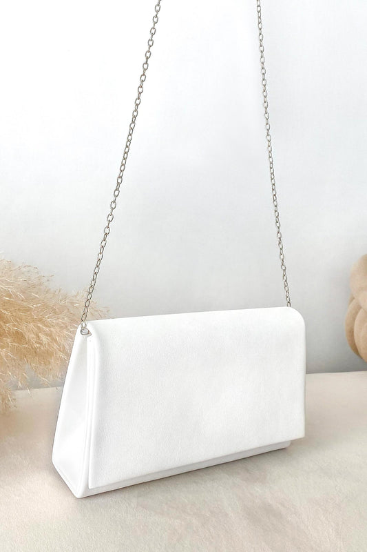 Bolso pochette B211 blanco de piel sintética