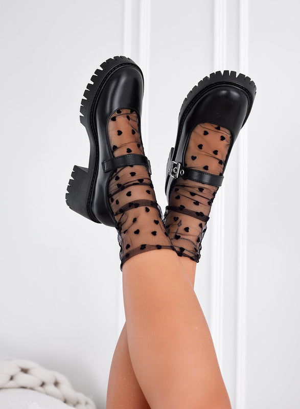 Chaussures Mary Jane noires avec bride et boucle