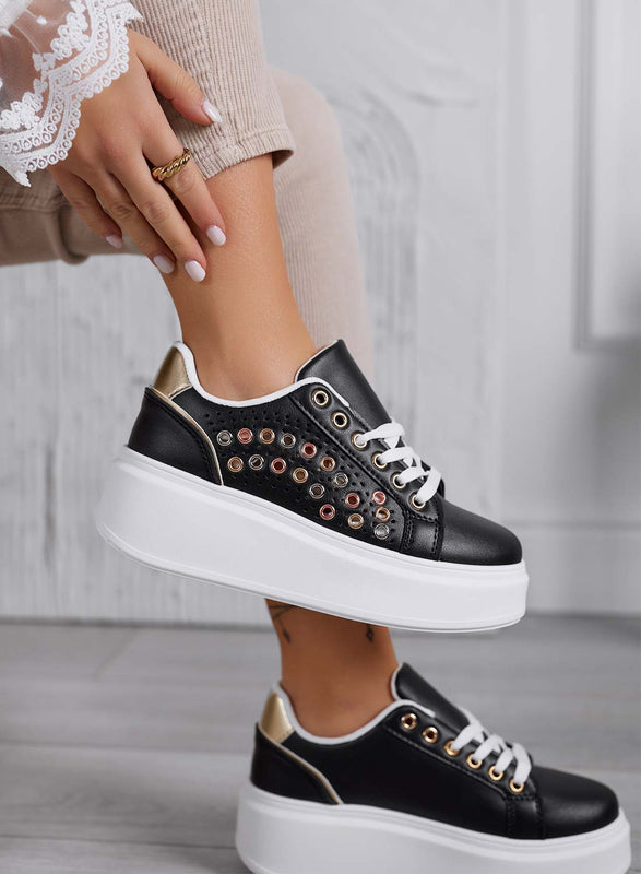 BAKER - Zapatillas blancas perforadas con ojales metálicos multicolor