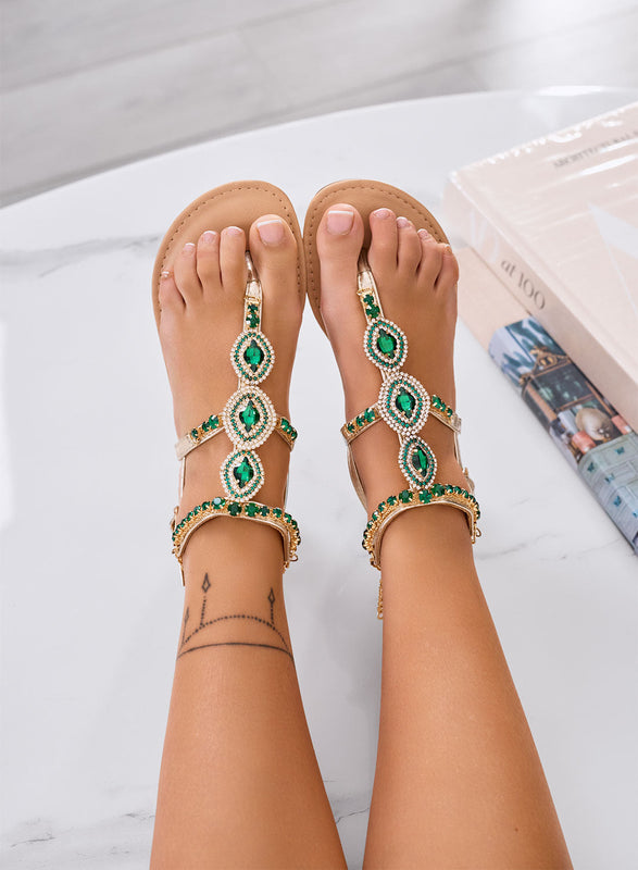 LIBRA - Sandalias de dedo joya verde