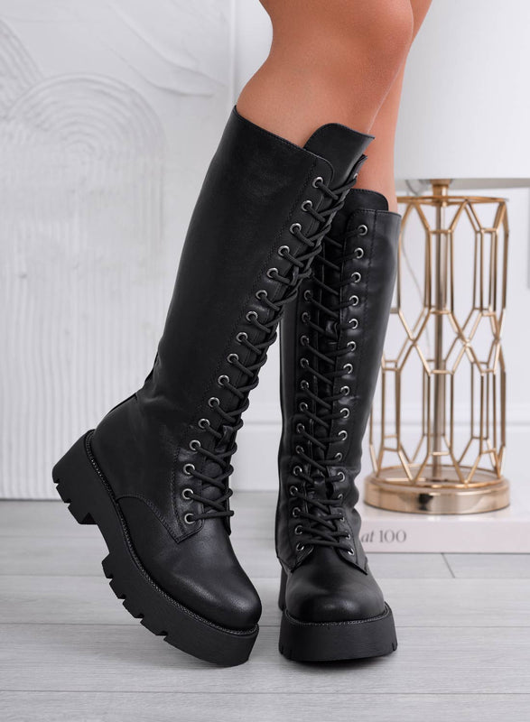 ERIN - Botas anfibias negras con cordones