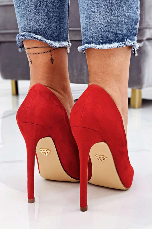 LEXIE - Zapatos de salón rojos de ante con tacón alto