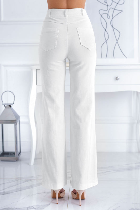 Pantalones de campana de algodón en blanco