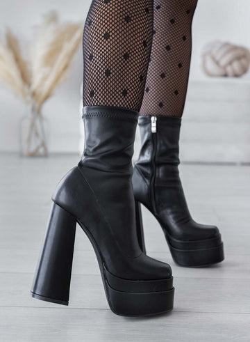 Black Alexoo ankle boots with high heel