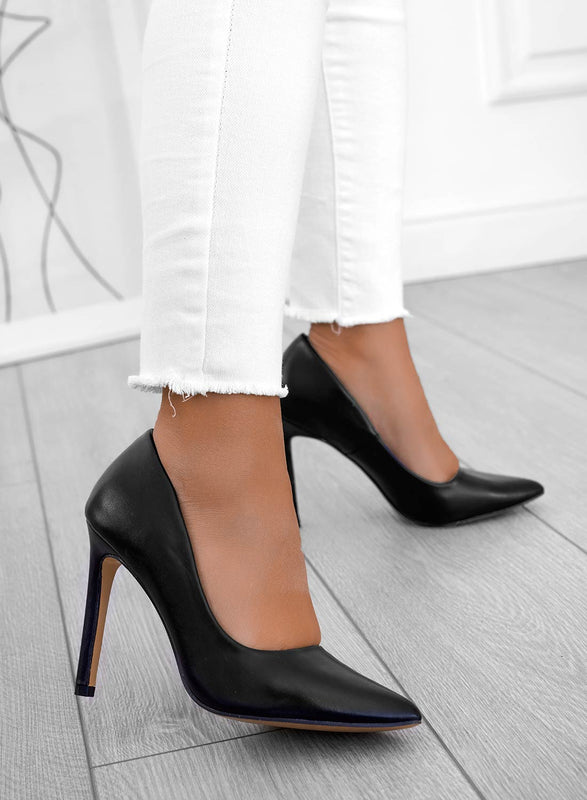 BERTA - Black Alexoo pumps in faux leather with high heel