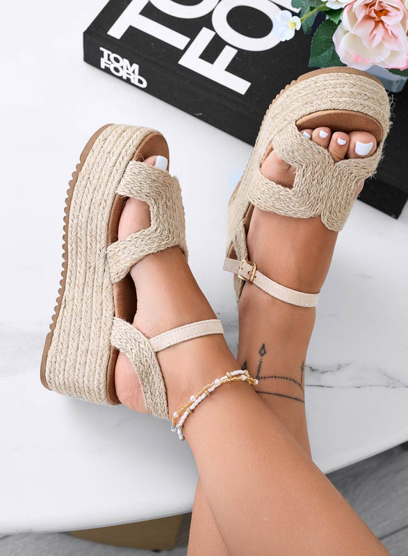 AIDA - Beige wedge espadrilles