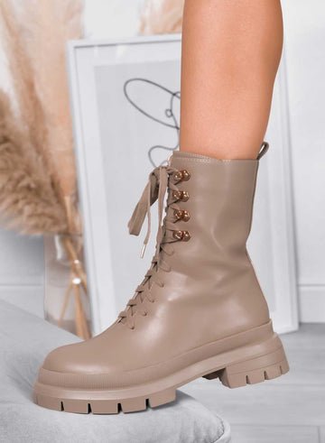 MARA - Botines marrón claro Alexoo con cordones