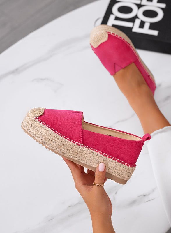 MAGDA - Espadrillas platform fuxia con punta crochet e suola in corda