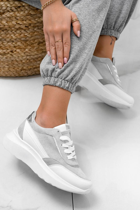DONATA - Zapatillas blancas con paneles grises a contraste