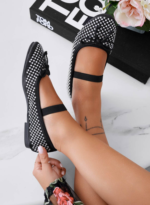 Ballerine nere gioiello con fiocco