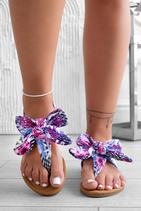 LYON - Flat multicolor thong sandals with bow