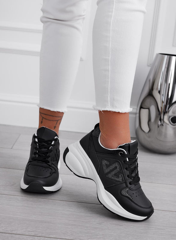 ELISABETTA - Sneakers nere con suola bombata e inserti glitter