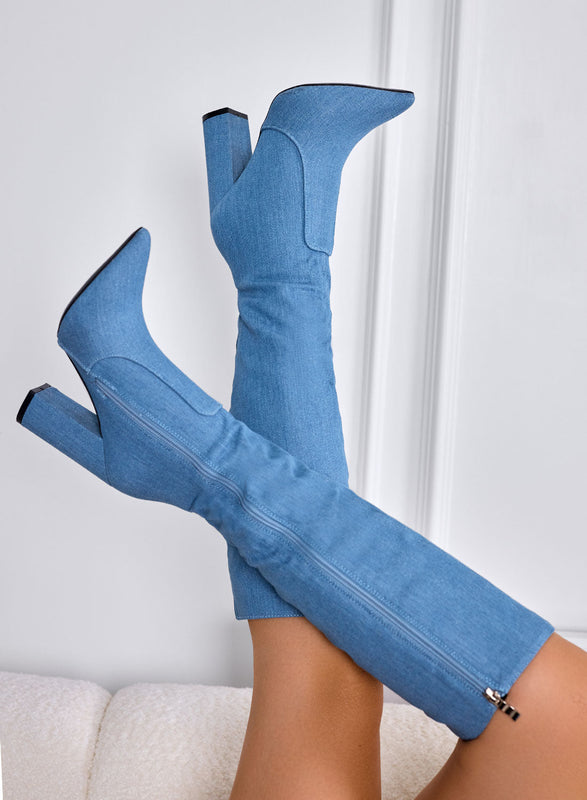 MINERVA - Botines azules vaqueros con tacón cómodo