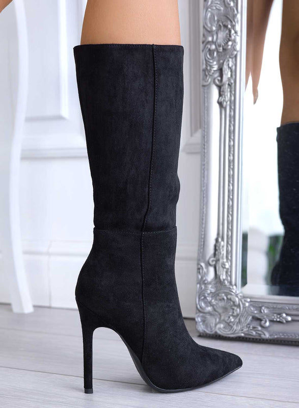 ALFIE - Botas de ante negro con tacones de aguja