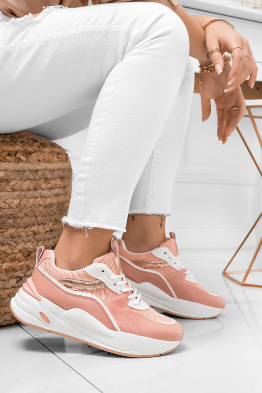 MOLLY - Zapatillas rosas con detalles en oro rosa