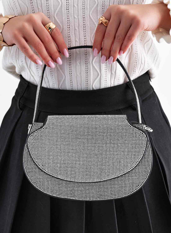 Bolso negro con pedrería y cadena B233