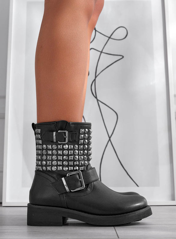 GIOIA - Botas biker negras con tachuelas