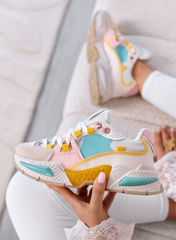 AMANDA - Zapatillas Multicolor Pastel Chunky con Suela Plataforma
