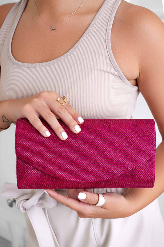 Bolso clutch fucsia B220 en tejido laminado