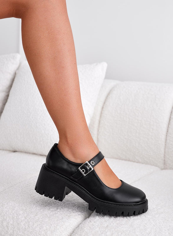 Chaussures Mary Jane noires avec bride et boucle